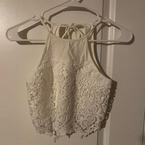 White lace garage halter tank top